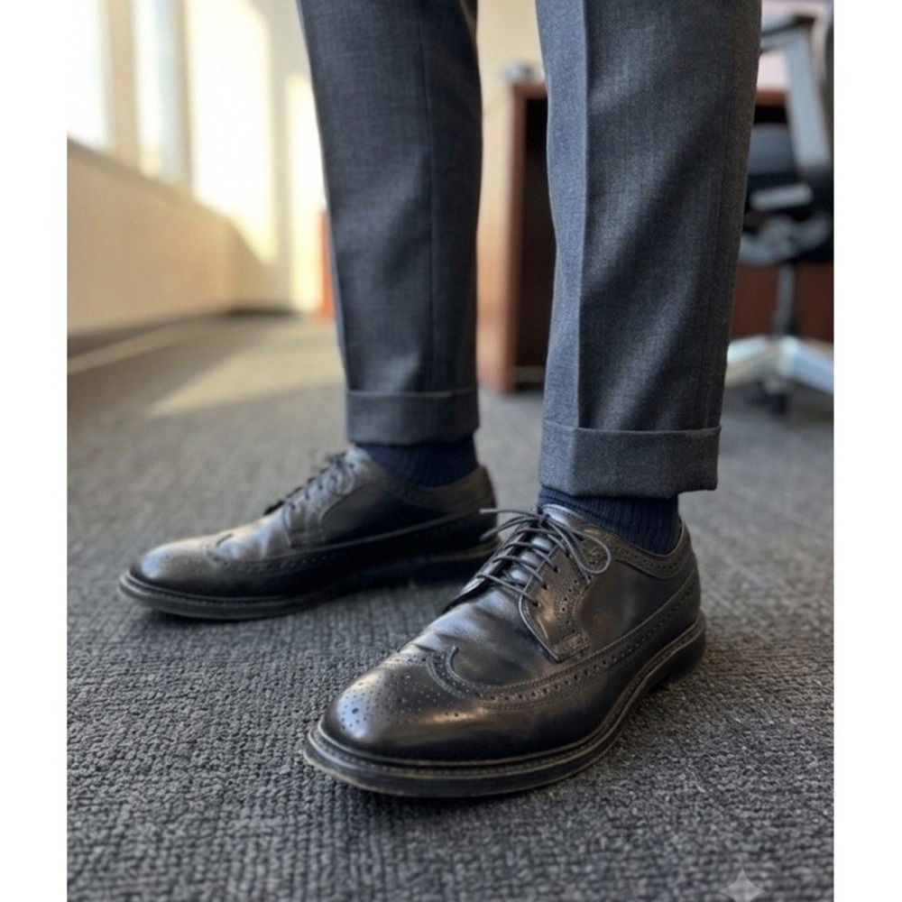 Allen Edmonds MacNeil Black Brogue Longwing Shoes Mens Sz 11.5 EEE Wide Formal